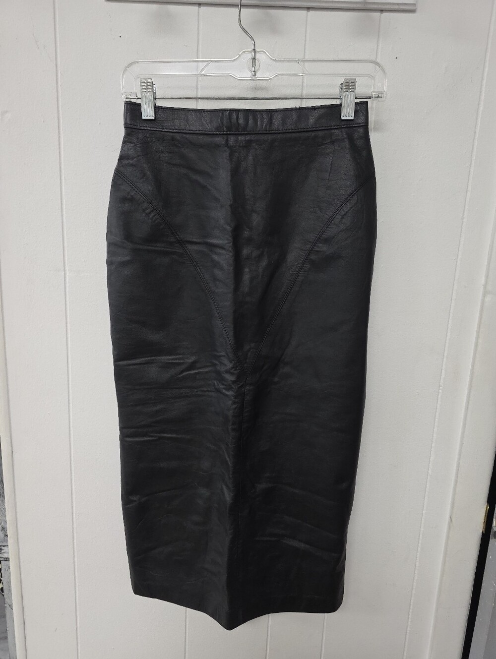Made In Usa Vintage 90s Y2k Leather Skirt Sz 5 G-111